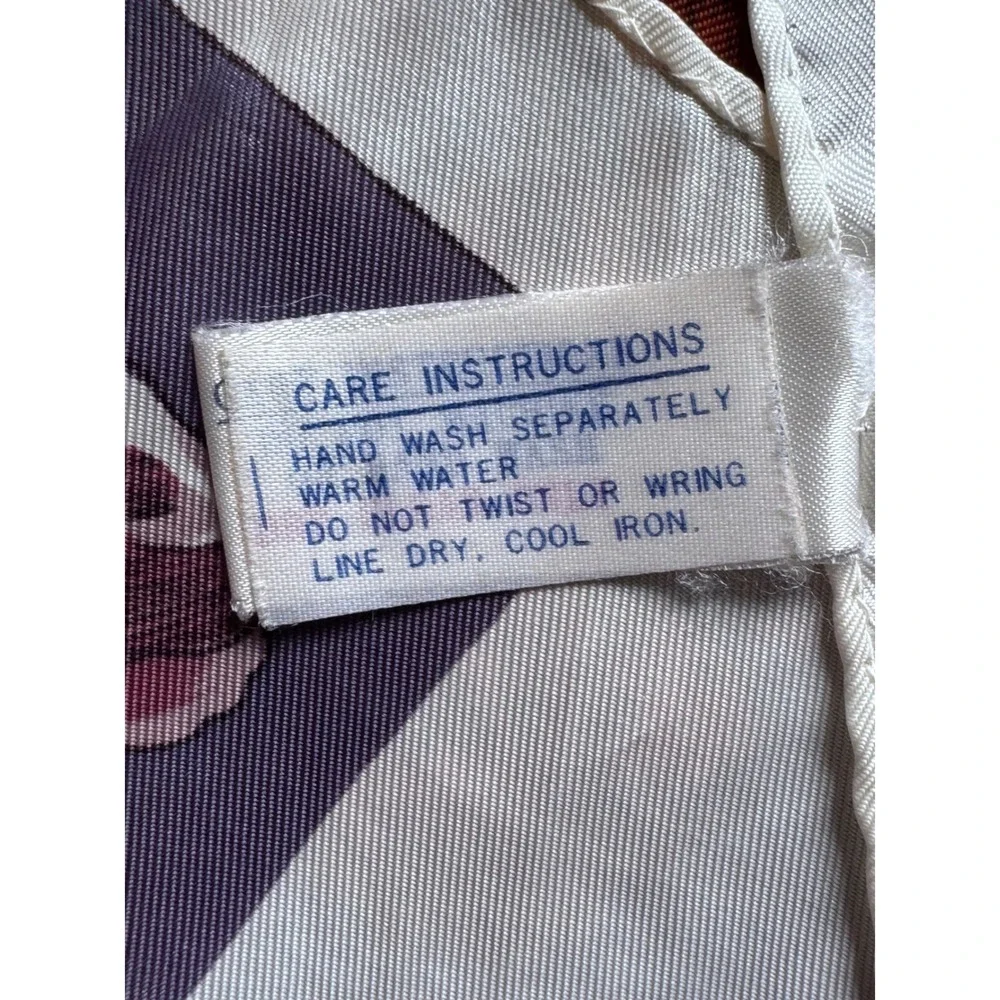Vintage Equestrian Horse Head Checkered Square Scarf Purple White Acetate Twill